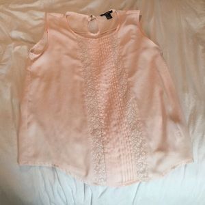 Blush pink blouse tank with lace detail